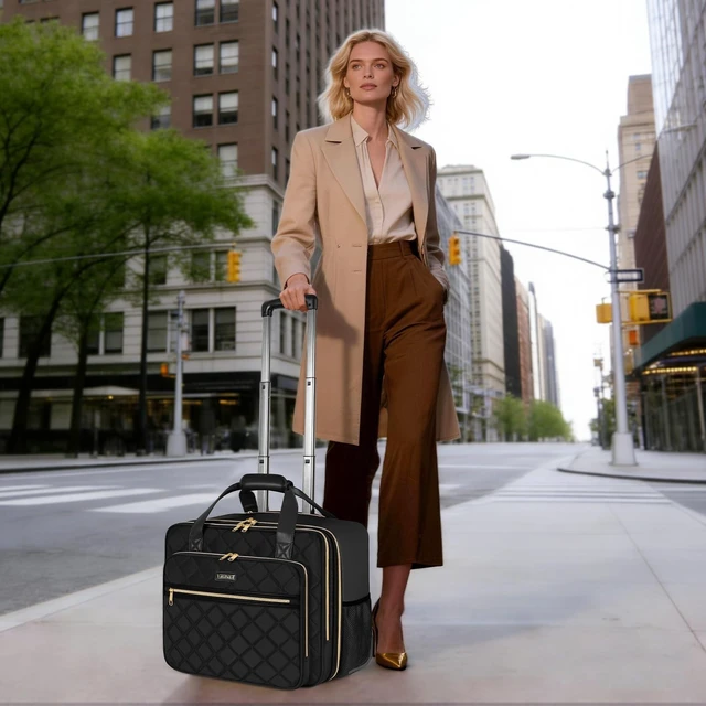 Alt view image 14 of 14 - Rolling Laptop Bag Women, 17.3 Inch Rolling Briefcase for Women | 40L Extra Large Capacity, Laptop Bag with Wheel, Rolling Computer Bag for Work, Travel, College, Business, Wife, Mom, Teacher