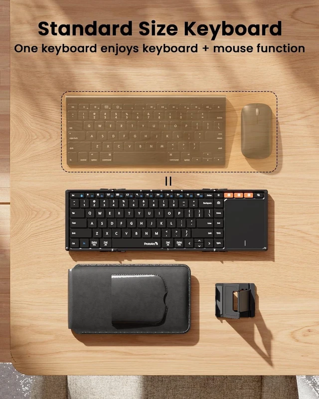 Alt view image 14 of 14 - XK01 TP Foldable Keyboard with Touchpad, 0.65 in Keycaps, Black | Multi-touch Trackpad, 88-key, Full Shortcut Row, 3-device Bluetooth 5.1 Switching, USB-C Charging for Mobile Productivity
