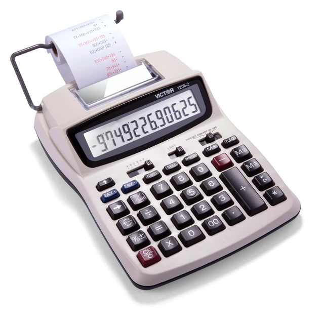 Alt view image 8 of 14 - 12-Digit Compact Adding Machine Printing Calculator, White (1208-2) | Fast 2.3 Lines-Per-Second Ink Roller Printer with Cost, Sell and Margin Keys, 20% Recycled Plastic Enclosure