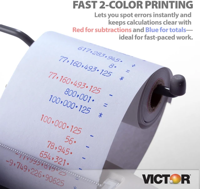 Alt view image 11 of 14 - 12-Digit Compact Adding Machine Printing Calculator, White (1208-2) | Fast 2.3 Lines-Per-Second Ink Roller Printer with Cost, Sell and Margin Keys, 20% Recycled Plastic Enclosure