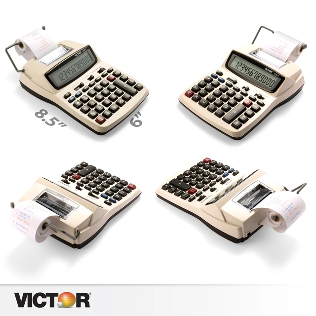 Alt view image 13 of 14 - 12-Digit Compact Adding Machine Printing Calculator, White (1208-2) | Fast 2.3 Lines-Per-Second Ink Roller Printer with Cost, Sell and Margin Keys, 20% Recycled Plastic Enclosure