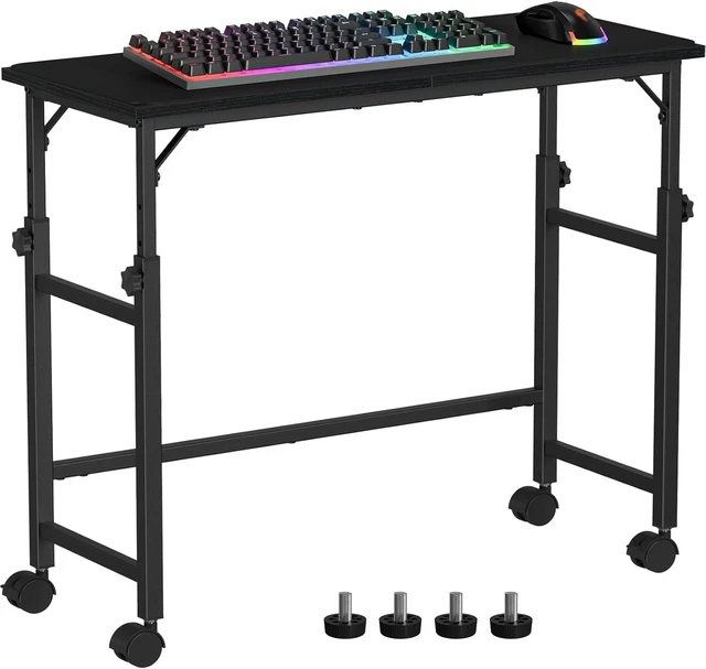 Alt view image 8 of 14 - Mobile Keyboard Tray with Mouse Pad, Height Adjustment 21.6"-31.1", Keyboard Standing Desk, Rolling Under-Desk Extender with Lockable Casters, Desk Accessories for Home Office, Black