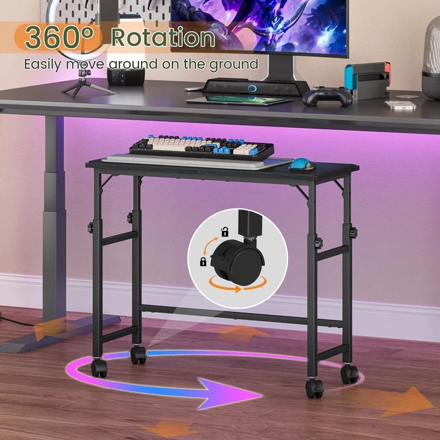 Alt view image 12 of 14 - Mobile Keyboard Tray with Mouse Pad, Height Adjustment 21.6"-31.1", Keyboard Standing Desk, Rolling Under-Desk Extender with Lockable Casters, Desk Accessories for Home Office, Black