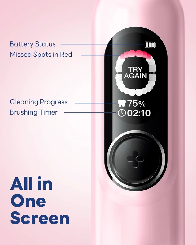 Alt view image 10 of 14 - AI Electric Toothbrush for Adults and Kids (Pink-6p) | Instant Brushing Score, 150Days Battery, No App Required, 2 Soft Brush Heads, Travel Case