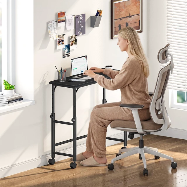 Alt view image 13 of 14 - Mobile Keyboard Tray with Mouse Pad, Height Adjustment 21.6"-31.1", Keyboard Standing Desk, Rolling Under-Desk Extender with Lockable Casters, Desk Accessories for Home Office, Black