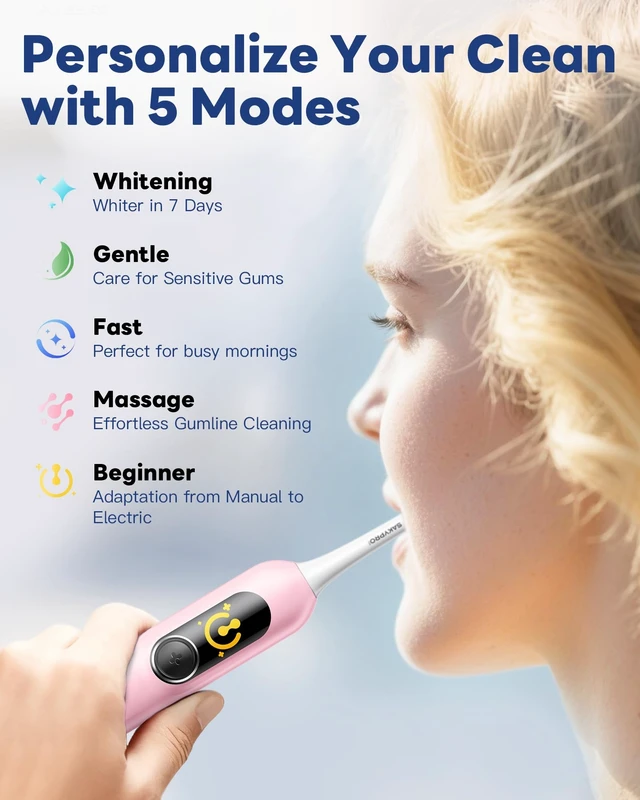 Alt view image 13 of 14 - AI Electric Toothbrush for Adults and Kids (Pink-6p) | Instant Brushing Score, 150Days Battery, No App Required, 2 Soft Brush Heads, Travel Case