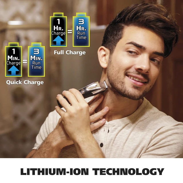 Alt view image 13 of 14 - USA Rechargeable Lithium Ion All in One Beard Trimmer for Men | Hair Trimmer For Beard Grooming, Detailing Edges, Ear & Nose Hair Clean Ups, Multi-Attachment Head Trimmer Model 9854-600B
