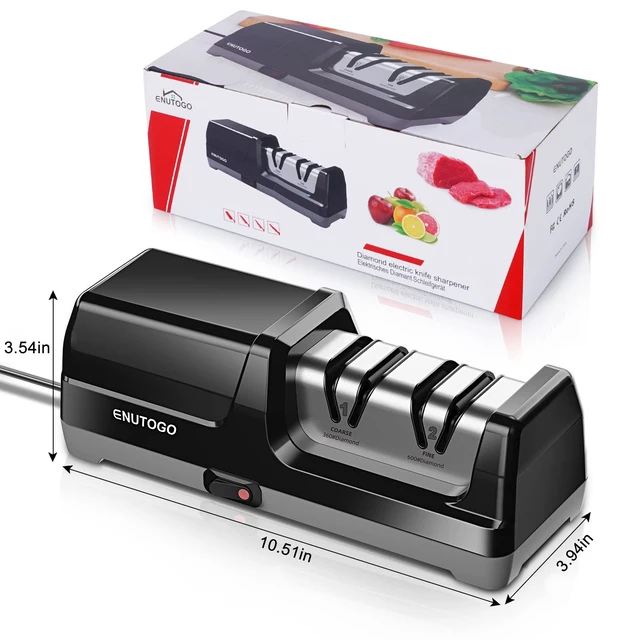 Alt view image 13 of 14 - Knife Sharpener, Professional 2-Stages Eleltric Knife Sharpeners with Diamond Abrasives for 20-Degree Straight Edge, Knife Sharpener for Kitchen Knives with Sharpening and Polishing