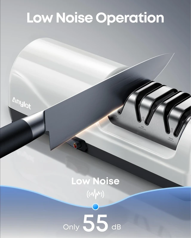 Alt view image 12 of 14 - Kitchen Electric Knife Sharpener, 3-Stage 100% Diamond 20° Angle Guide | Knife Sharpener Electric Fast & Safe Sharpening for Kitchen Knives, Home Use & Beginners (White)