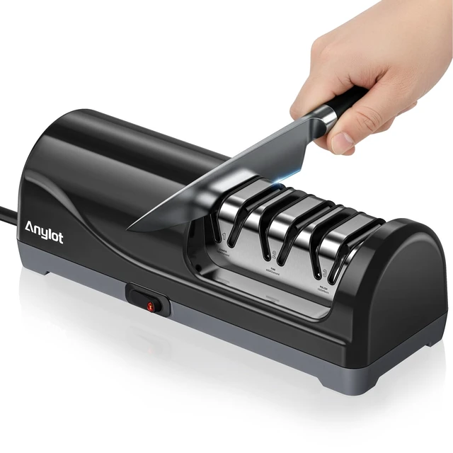 Alt view image 8 of 14 - Electric Knife Sharpener for Kitchen, 3-Stage, 100% Diamond, Fast, Repair | Professional Knife Sharpener Electric 20° Precision Angle Guide, Safe Sharpening for Chef Knives, Home Use & Beginners