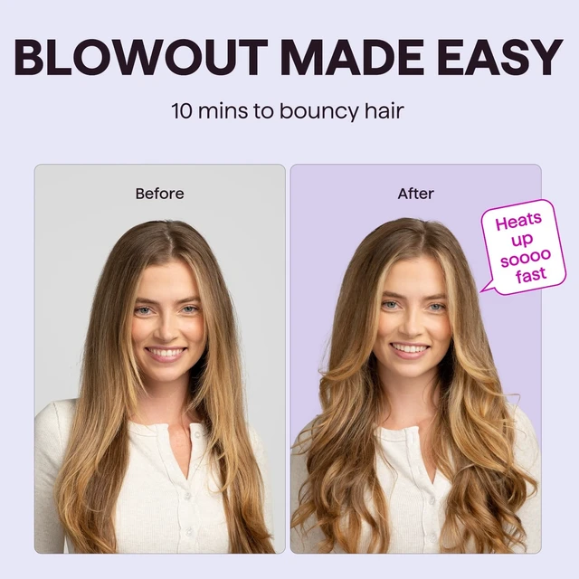 Alt view image 10 of 12 - Thermal Brush Blowout Boost 1.5 Heat Round Brush for Blowout Look | Negative Ion Technology, Tourmaline Ceramic, 5 Temperature Settings Dual Voltage, Less Damage, White