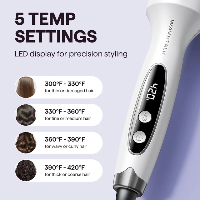 Alt view image 11 of 12 - Thermal Brush Blowout Boost 1.5 Heat Round Brush for Blowout Look | Negative Ion Technology, Tourmaline Ceramic, 5 Temperature Settings Dual Voltage, Less Damage, White
