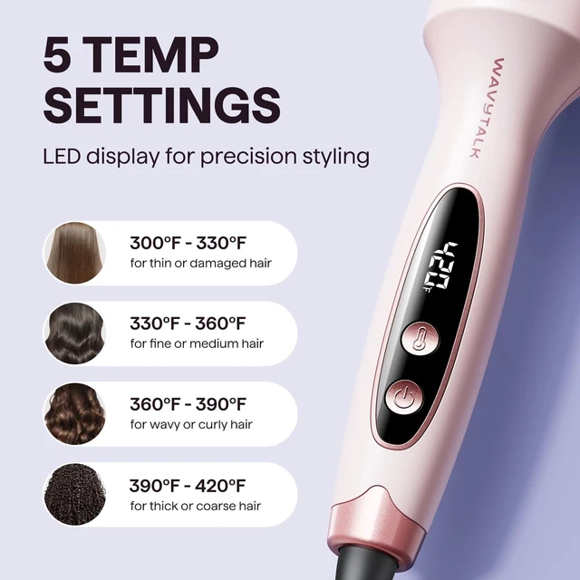 Alt view image 9 of 12 - Thermal Brush Blowout Boost 1.5 Heat Round Brush for Blowout Look | Negative Ion Technology, Tourmaline Ceramic, 5 Temperature Settings Dual Voltage, Less Damage, Sakura Pink