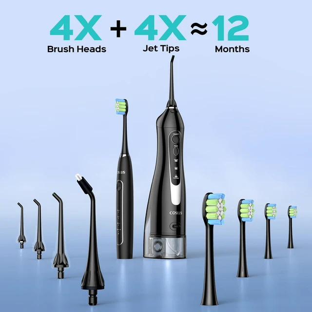 Alt view image 14 of 14 - C20C41 Water Flosser Electric Toothbrush Combo, 2-1 Oral Clean Kit | Brushing & Flossing for Teeth & Braces Cleaning, Gums Care, Portable Travel Use, Gift for Family, Adults, BPA-Free, Black
