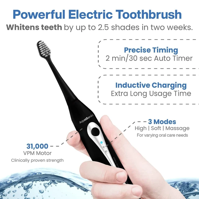 Alt view image 12 of 14 - Home Dental Center Rechargeable Power Toothbrush & Smart Water Flosser - Complete Family Oral Care System - 10 Attachments and Tips Included - Various Modes & Timers (Black)