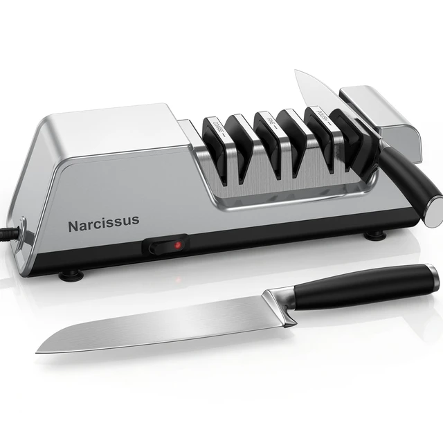 Alt view image 8 of 14 - Knife Sharpener, 3-Stage Diamond Electric Knife Sharpener for Stainless Steel & Ceramic Kitchen Knives, 40 Seconds Quick Repairing & Polishing, Open Design Port for Scissors Sharpening