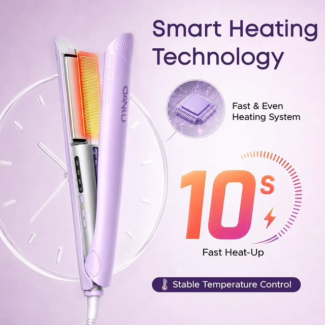 Alt view image 14 of 14 - 1" Cool Mist Flat Iron, Steam Hair Straightener for Less Heat Damage | Detachable Comb, 200M Negative Ions, 10s Heat-Up, 3 Heat Levels, 3D Floating Ceramic Plates, Less Frizz, Magnetic Tank