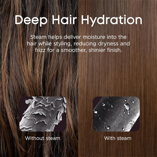Alt view image 11 of 14 - 1" Cool Mist Flat Iron, Steam Hair Straightener for Less Heat Damage | Detachable Comb, 200M Negative Ions, 10s Heat-Up, 3 Heat Levels, 3D Floating Ceramic Plates, Less Frizz, Magnetic Tank