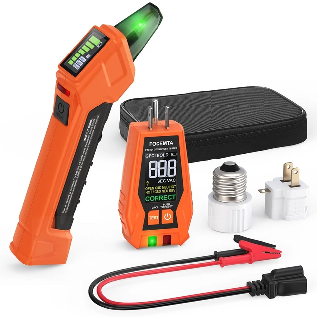 Alt view image 8 of 14 - Circuit Breaker Finder Kit with GFCI Outlet Tester for 90-135V AC Circuits,includes Light Socket Adapter, 3-2 Prong Grounding Adapter & Clip adapter,Portable Electrical Tool with Carrying Case