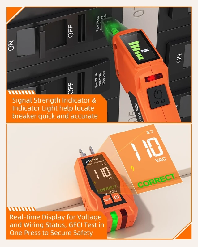 Alt view image 14 of 14 - Circuit Breaker Finder Kit with GFCI Outlet Tester for 90-135V AC Circuits,includes Light Socket Adapter, 3-2 Prong Grounding Adapter & Clip adapter,Portable Electrical Tool with Carrying Case
