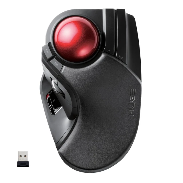 Alt view image 2 of 2 - Huge Trackball Mouse, 2.4GHz Wireless, Index Finger Control | Customizable 8-Button, Optical Sensor, Large Soft Palm Rest, 52mm Ball, M-HT1DRBK