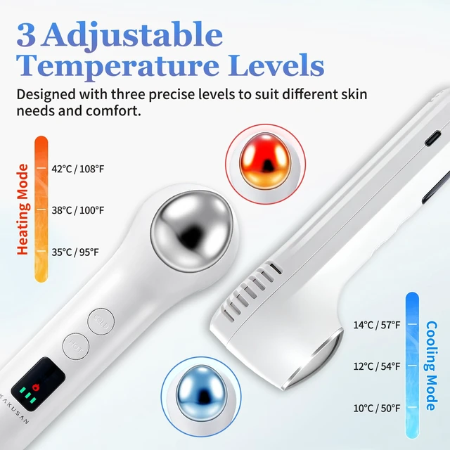 Alt view image 11 of 14 - Cold and Heat Wand for Face, Depuffing Wand for Puffiness | NTC Adjustable Temperature, Zinc Alloy Head, Rechargeable and Portable, Skincare Beauty Device for Home and Travel