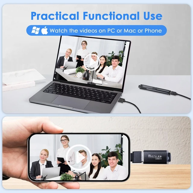 Alt view image 10 of 14 - 2.7K Small Cam Security Camera, 64 GB Portable Camera Pen, Mini Cam Pen (Glossy Black)