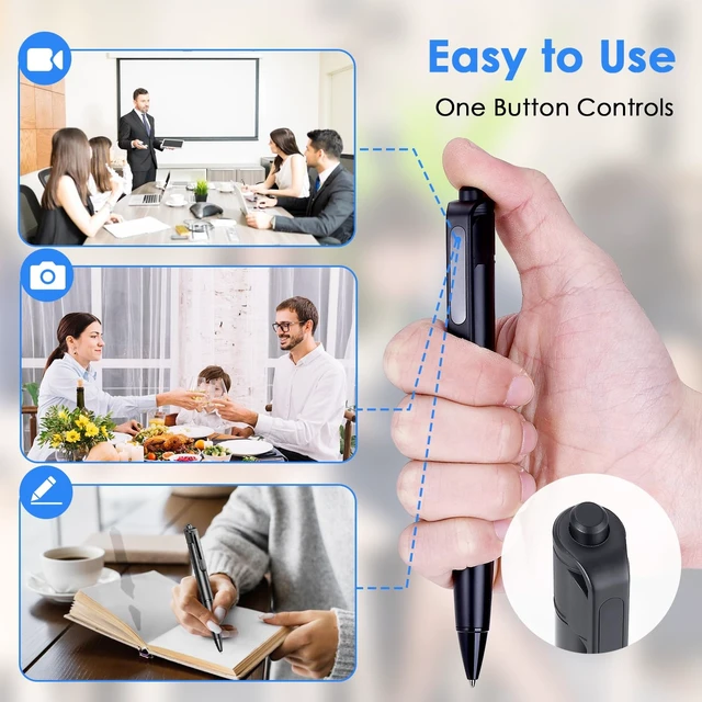 Alt view image 12 of 14 - 2.7K Small Cam Security Camera, 64 GB Portable Camera Pen, Mini Cam Pen (Glossy Black)