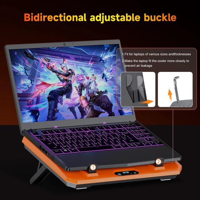 Alt view image 11 of 14 - GT300 Upgraded Laptop Cooling Pad with Adjustable Stand, Turbo Boosted Cooler for Rapid Cooling 10-17inch Gaming Laptop, Flexible Sealing RingFeaturing Air Filtration and USB Hub