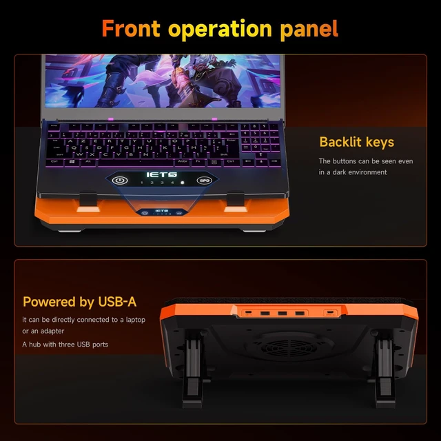 Alt view image 13 of 14 - GT300 Upgraded Laptop Cooling Pad with Adjustable Stand, Turbo Boosted Cooler for Rapid Cooling 10-17inch Gaming Laptop, Flexible Sealing RingFeaturing Air Filtration and USB Hub