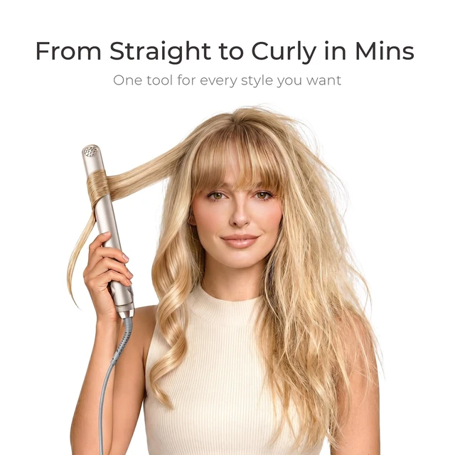 Alt view image 11 of 14 - Flat Iron Hair Straightener and Curler 2 in 1 with 10s Fast Heating, 1 Inch Professional Titanium Straightening Curling Iron with 32 Adjustable Temp and Automatic Shut Off, Champagne