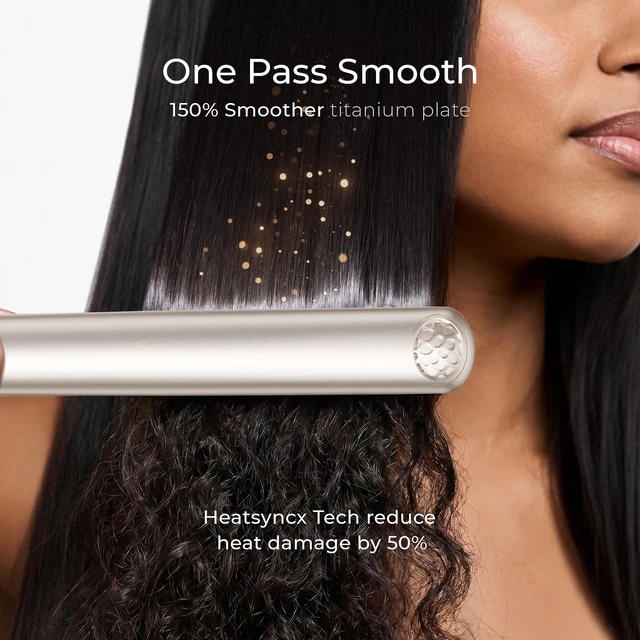 Alt view image 9 of 14 - Flat Iron Hair Straightener and Curler 2 in 1 with 10s Fast Heating, 1 Inch Professional Titanium Straightening Curling Iron with 32 Adjustable Temp and Automatic Shut Off, Champagne