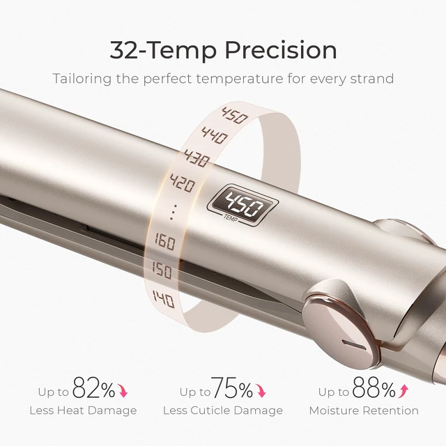 Alt view image 12 of 14 - Flat Iron Hair Straightener and Curler 2 in 1 with 10s Fast Heating, 1 Inch Professional Titanium Straightening Curling Iron with 32 Adjustable Temp and Automatic Shut Off, Champagne