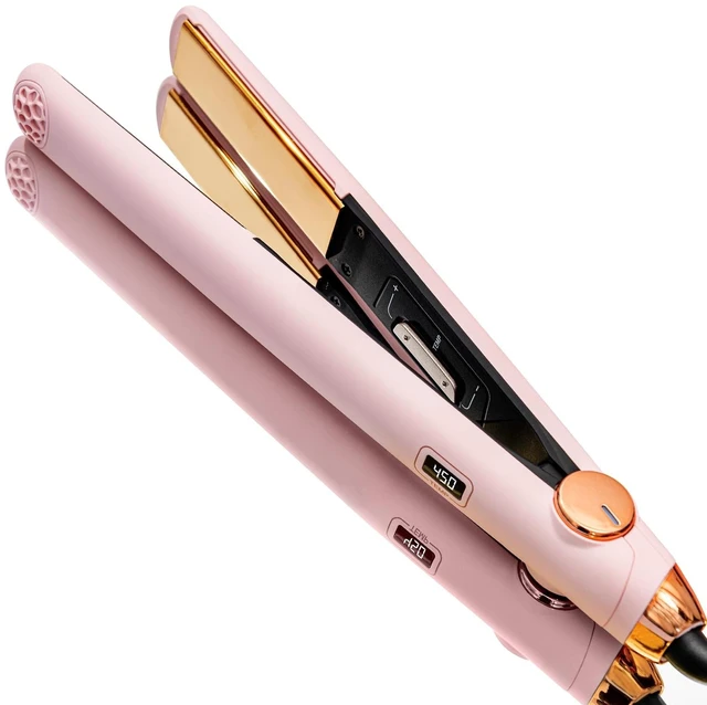 Alt view image 8 of 14 - Flat Iron Hair Straightener and Curler 2 in 1 with 10s Fast Heating, 1 Inch Professional Titanium Straightening Curling Iron with 32 Adjustable Temp and Automatic Shut Off, Light Pink