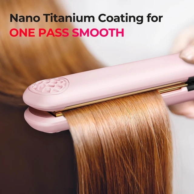 Alt view image 9 of 14 - Flat Iron Hair Straightener and Curler 2 in 1 with 10s Fast Heating, 1 Inch Professional Titanium Straightening Curling Iron with 32 Adjustable Temp and Automatic Shut Off, Light Pink