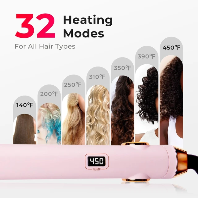 Alt view image 10 of 14 - Flat Iron Hair Straightener and Curler 2 in 1 with 10s Fast Heating, 1 Inch Professional Titanium Straightening Curling Iron with 32 Adjustable Temp and Automatic Shut Off, Light Pink