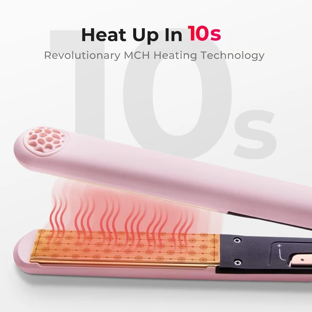Alt view image 11 of 14 - Flat Iron Hair Straightener and Curler 2 in 1 with 10s Fast Heating, 1 Inch Professional Titanium Straightening Curling Iron with 32 Adjustable Temp and Automatic Shut Off, Light Pink