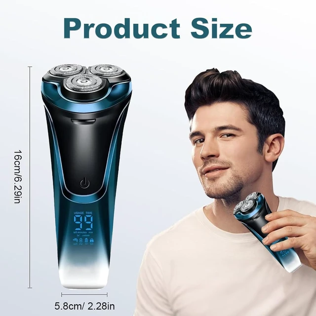 Alt view image 12 of 12 - Snapbuy Electric Razor for Men,4D Floating Head Rotary Shaver,Snapbuy Electric Razor Pro of Father,Ipx7 Waterproof,Wet & Dry Fast Charging Electrical Shaver LCD Display(Blue)