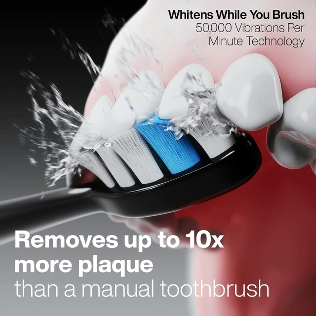 Alt view image 11 of 14 - Black Series PRO Ultra-Whitening Electric Toothbrush 5 Modes & Smart Timers Premium Travel Case & 6 Proflex Brush Heads ADA Accepted Toothbrush