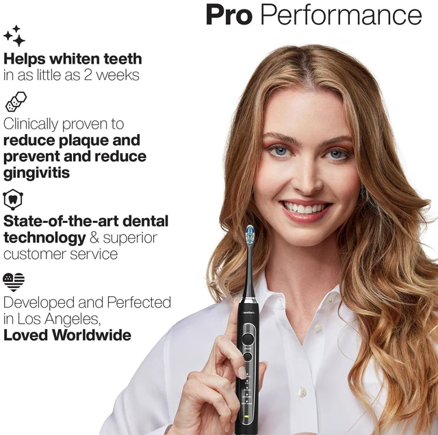 Alt view image 14 of 14 - Black Series PRO Ultra-Whitening Electric Toothbrush 5 Modes & Smart Timers Premium Travel Case & 6 Proflex Brush Heads ADA Accepted Toothbrush