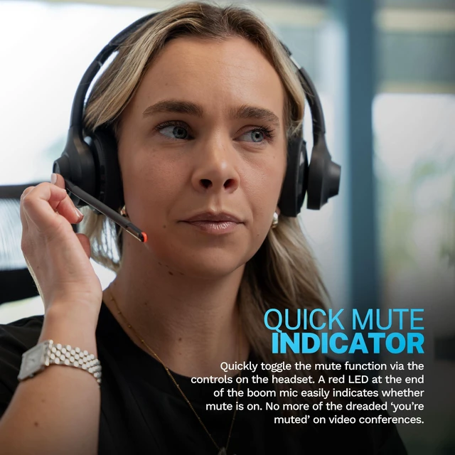 Alt view image 13 of 14 - Go Work Gen 2, Wireless Headset, Bluetooth, USB Dongle, Boom Mic, Multipoint, Over Ear Headphones, Black