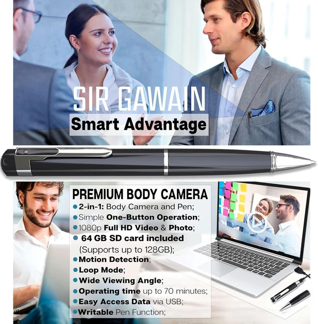 Alt view image 8 of 12 - Premium Body Camera Pen Full HD 1080p Video & Photos, 70-Min Battery, Motion Detection, One-Button Control, 2026 Model