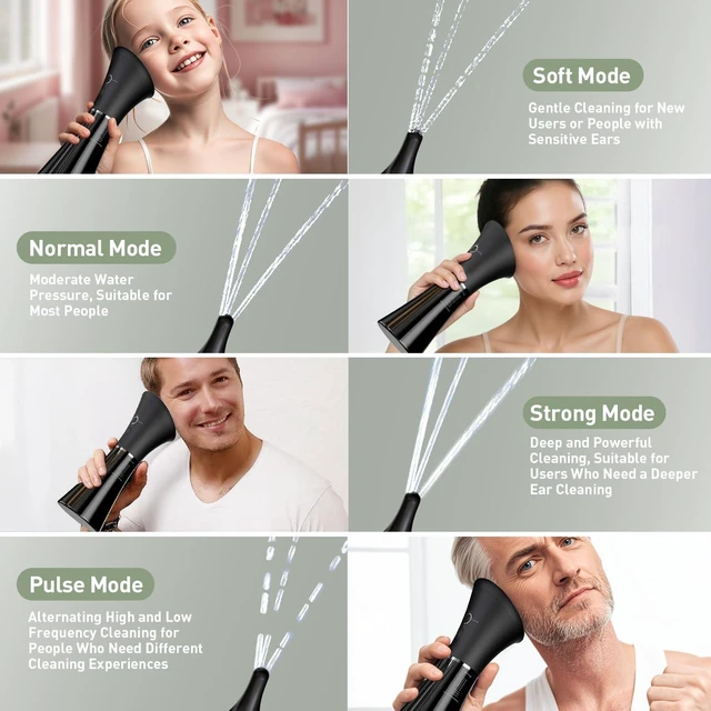Alt view image 12 of 14 - Ear Wax Removal - Electric Ear Cleaner with IPX7, Water Powered Ear Cleaning Tool with Irrigation Flusher, 6 Tips, 4 Pressure Settings - Safe & Effective for Ear Wax Cleaning Gifts for Women Men