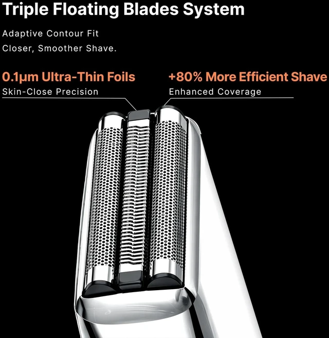 Alt view image 11 of 14 - ForgeBlade All-Metal Electric Foil Shaver for Men IP67 Waterproof 10000RPM Portable Mini Electric Razor for Shaving Face with Precision Trimmer, Battery Powered Mens Shavers for Beard & Head