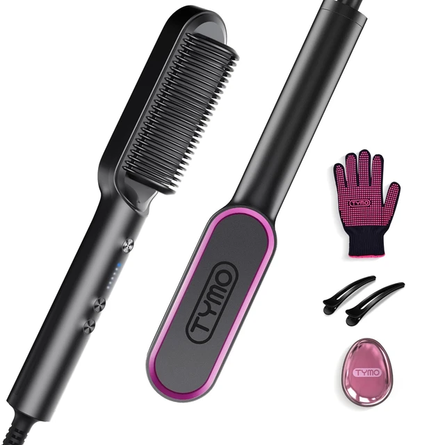 Alt view image 8 of 14 - Hair Straightener Brush, Hot Comb Hair Straighteners for Women | Hair Straightener Comb, Straightening Brush with 5 Heat Settings, 20s Fast Heating & Dual Voltage, Black