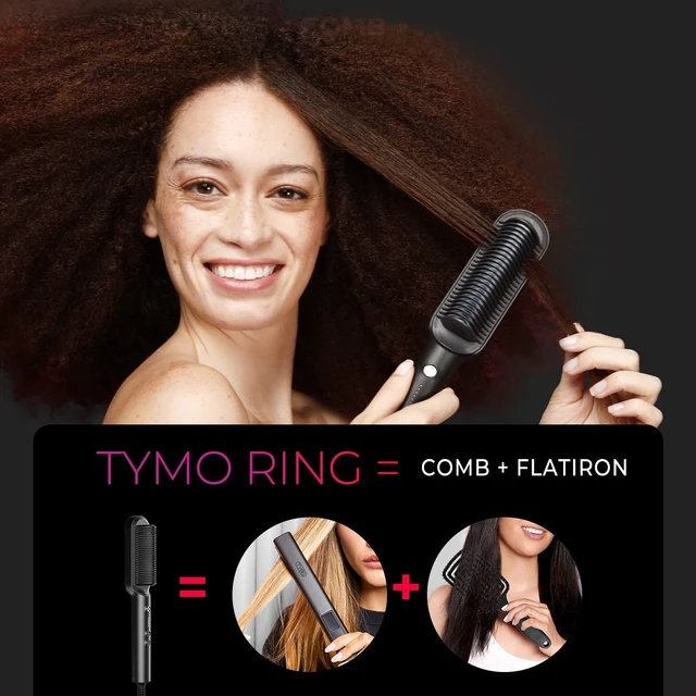 Alt view image 9 of 14 - Hair Straightener Brush, Hot Comb Hair Straighteners for Women | Hair Straightener Comb, Straightening Brush with 5 Heat Settings, 20s Fast Heating & Dual Voltage, Black