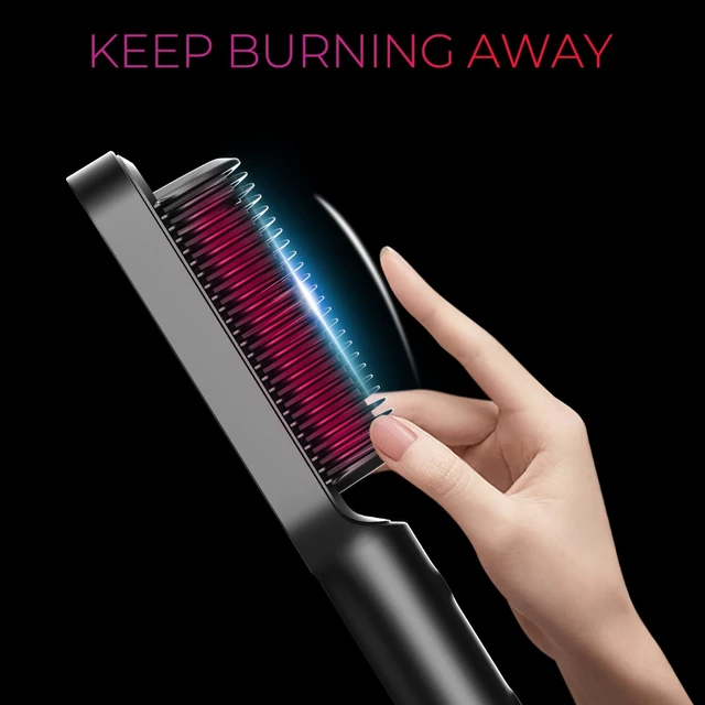 Alt view image 13 of 14 - Hair Straightener Brush, Hot Comb Hair Straighteners for Women | Hair Straightener Comb, Straightening Brush with 5 Heat Settings, 20s Fast Heating & Dual Voltage, Black
