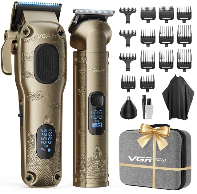 Alt view image 8 of 14 - Hair Clippers for Men Professional, Cordless Clipper and Trimmer Set | 7000RPM Grooming Kit with EVA Case, LED display, 14 Guide Combs (including Right & Left Ear Taper Combs), Nose Trimmer Head