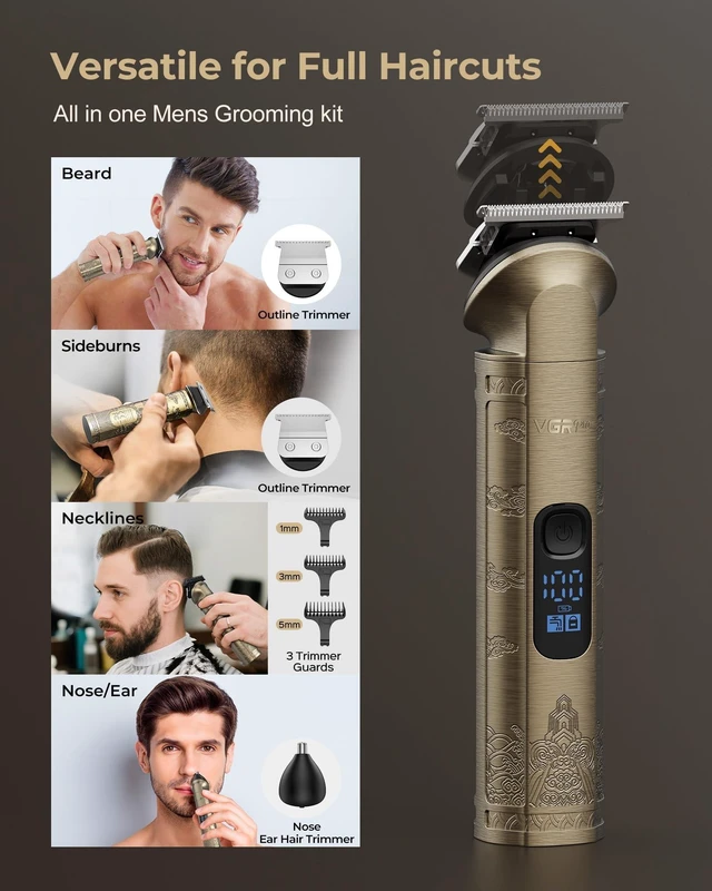 Alt view image 11 of 14 - Hair Clippers for Men Professional, Cordless Clipper and Trimmer Set | 7000RPM Grooming Kit with EVA Case, LED display, 14 Guide Combs (including Right & Left Ear Taper Combs), Nose Trimmer Head