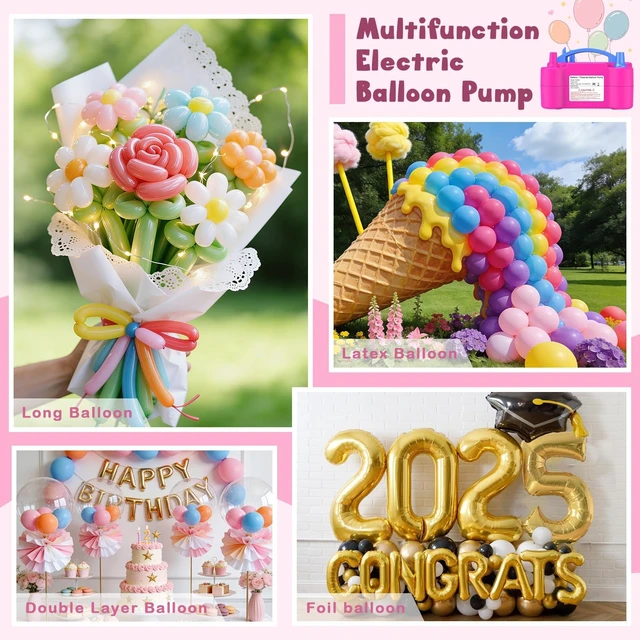 Alt view image 12 of 14 - Cordless Electric Balloon Pump, Portable Balloon Inflator with Rechargeable 2000mAh Battery, Blower Machine Air Pump with Dual Modes for Latex, Foil & Long Balloons, Party Decorations Arch Kit